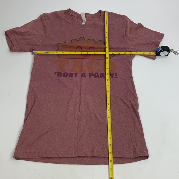 Bella Canvas Soft Graphic Taco Tshirt Sz Small Mauve Pink with Taco Party Logo - Picture 6 of 7